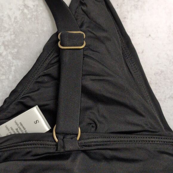 Andie Belmar Top Black Bikini Swimwear Bathing Suit Twisted V Neck Size M New - Picture 4 of 10